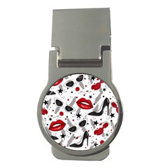 Red Lips Black Heels Pattern Money Clips (round) 