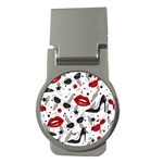 Red Lips Black Heels Pattern Money Clips (Round)  Front