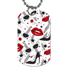 Red Lips Black Heels Pattern Dog Tag (two Sides)