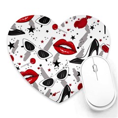 Red Lips Black Heels Pattern Heart Mousepads