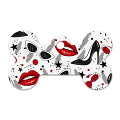 Red Lips Black Heels Pattern Dog Tag Bone (one Side)