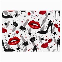 Red Lips Black Heels Pattern Large Glasses Cloth