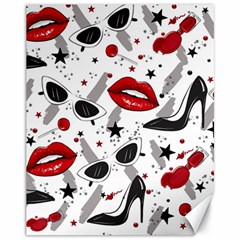 Red Lips Black Heels Pattern Canvas 11  X 14 