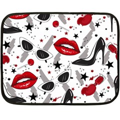 Red Lips Black Heels Pattern Fleece Blanket (mini)