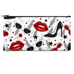 Red Lips Black Heels Pattern Pencil Case