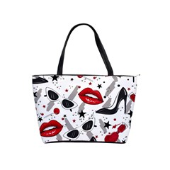 Red Lips Black Heels Pattern Classic Shoulder Handbag