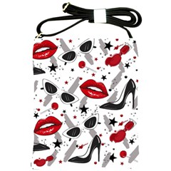 Red Lips Black Heels Pattern Shoulder Sling Bag by Jancukart