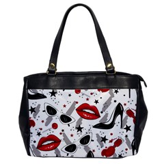 Red Lips Black Heels Pattern Oversize Office Handbag