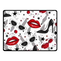 Red Lips Black Heels Pattern Fleece Blanket (small)