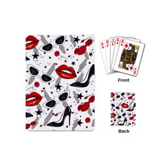 Red Lips Black Heels Pattern Playing Cards Single Design (mini) by Jancukart