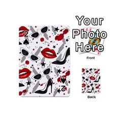 Red Lips Black Heels Pattern Playing Cards 54 Designs (mini) by Jancukart