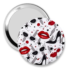 Red Lips Black Heels Pattern 3  Handbag Mirrors