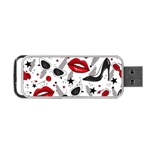 Red Lips Black Heels Pattern Portable USB Flash (One Side) Front