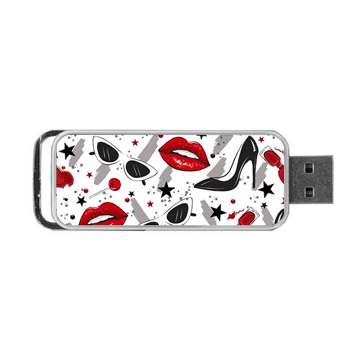 Red Lips Black Heels Pattern Portable USB Flash (One Side)