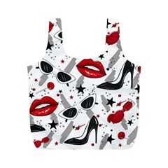 Red Lips Black Heels Pattern Full Print Recycle Bag (m) by Jancukart