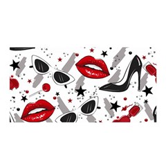 Red Lips Black Heels Pattern Satin Wrap 35  X 70 