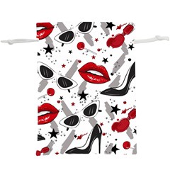 Red Lips Black Heels Pattern  Lightweight Drawstring Pouch (xl)