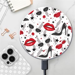 Red Lips Black Heels Pattern Wireless Charger