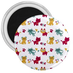 Pattern With Cute Cats 3  Magnets