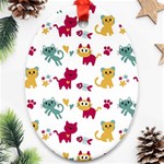 Pattern With Cute Cats Ornament (Oval) Front