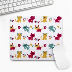 Pattern With Cute Cats Large Mousepads