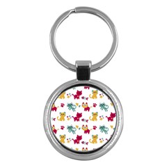 Pattern With Cute Cats Key Chain (round)