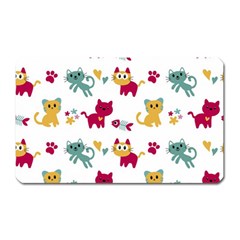 Pattern With Cute Cats Magnet (rectangular) by Jancukart