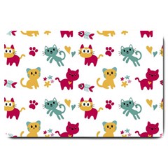 Pattern With Cute Cats Large Doormat 