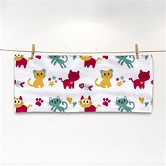 Pattern With Cute Cats Hand Towel by Jancukart