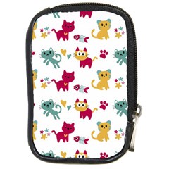 Pattern With Cute Cats Compact Camera Leather Case