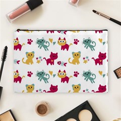 Pattern With Cute Cats Cosmetic Bag (large) by Jancukart