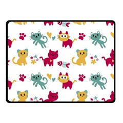 Pattern With Cute Cats Fleece Blanket (small) by Jancukart