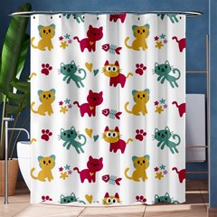 Pattern With Cute Cats Shower Curtain 60  X 72  (medium)  by Jancukart