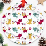 Pattern With Cute Cats Ornament (Round Filigree) Front