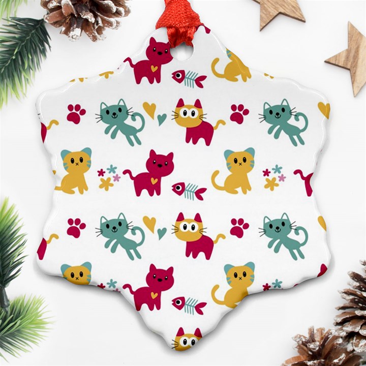 Pattern With Cute Cats Ornament (Snowflake)