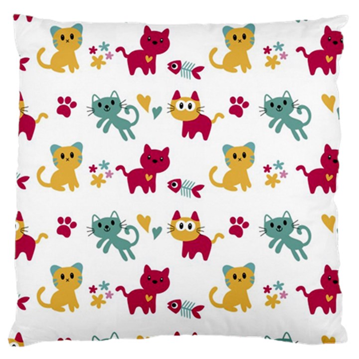 Pattern With Cute Cats Large Cushion Case (One Side)