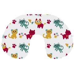 Pattern With Cute Cats Travel Neck Pillow