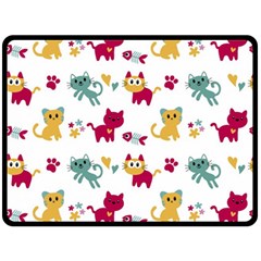 Pattern With Cute Cats Double Sided Fleece Blanket (large) 