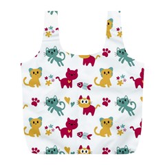 Pattern With Cute Cats Full Print Recycle Bag (l)