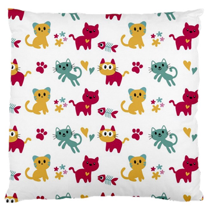 Pattern With Cute Cats Large Flano Cushion Case (One Side)