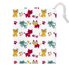 Pattern With Cute Cats Drawstring Pouch (4xl)