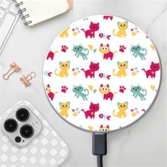 Pattern With Cute Cats Wireless Charger by Jancukart