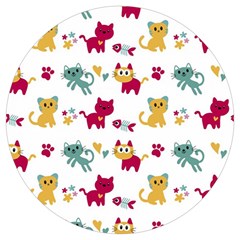 Pattern With Cute Cats Round Trivet by Jancukart