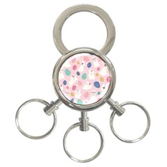 Cute Bunnies Easter Eggs Seamless Pattern 3-ring Key Chain