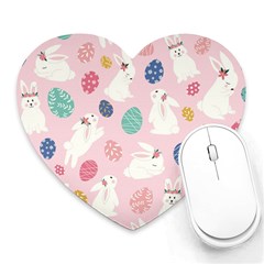 Cute Bunnies Easter Eggs Seamless Pattern Heart Mousepads