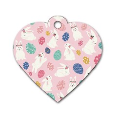 Cute Bunnies Easter Eggs Seamless Pattern Dog Tag Heart (two Sides) by Jancukart