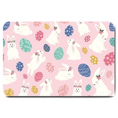 Cute Bunnies Easter Eggs Seamless Pattern Large Doormat  by Jancukart