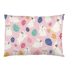 Cute Bunnies Easter Eggs Seamless Pattern Pillow Case