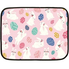 Cute Bunnies Easter Eggs Seamless Pattern Fleece Blanket (mini)