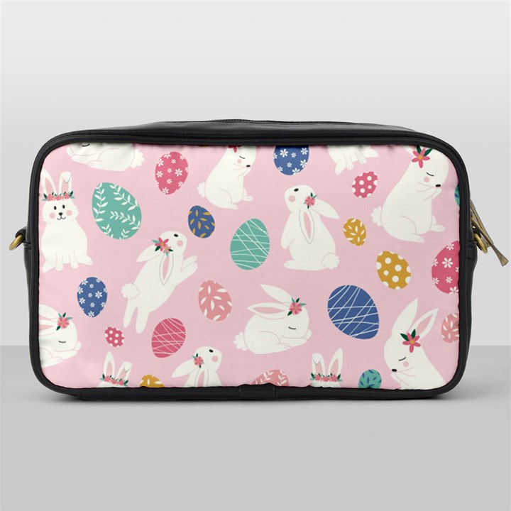 Cute Bunnies Easter Eggs Seamless Pattern Toiletries Bag (One Side)